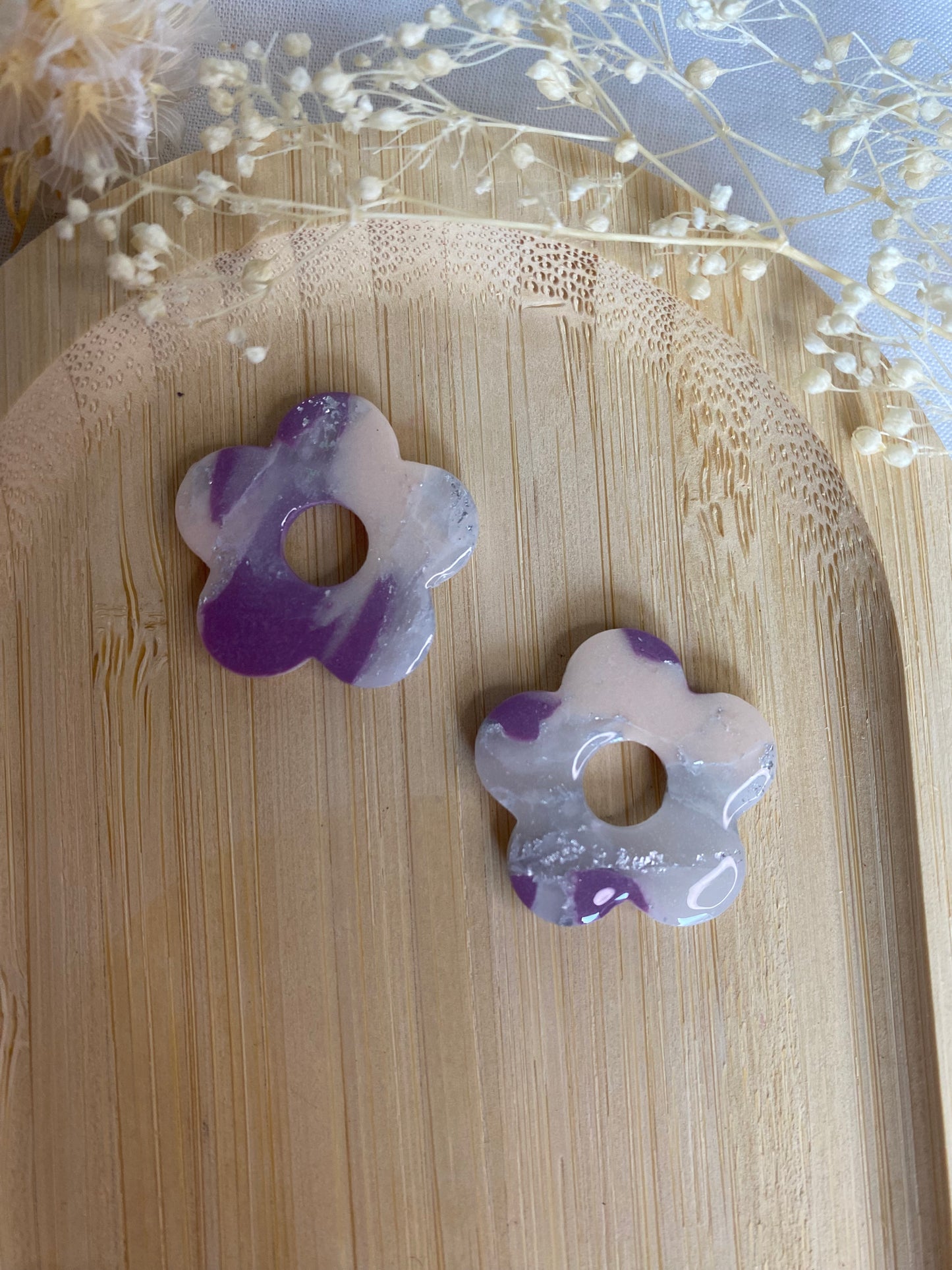 Pampilles Pétale marbré rose violet argent