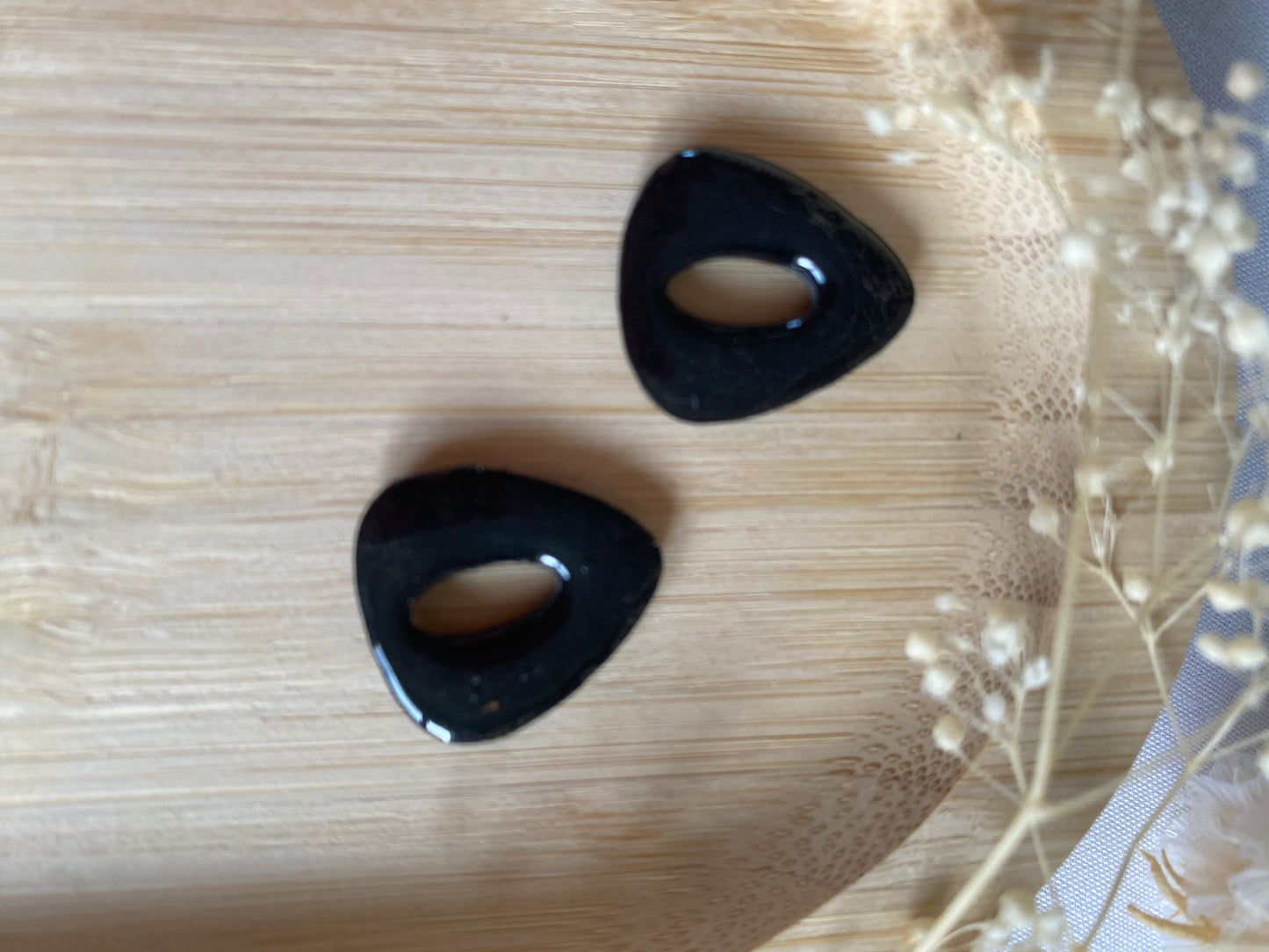 Pampilles triangle 20mm noir léopard doré