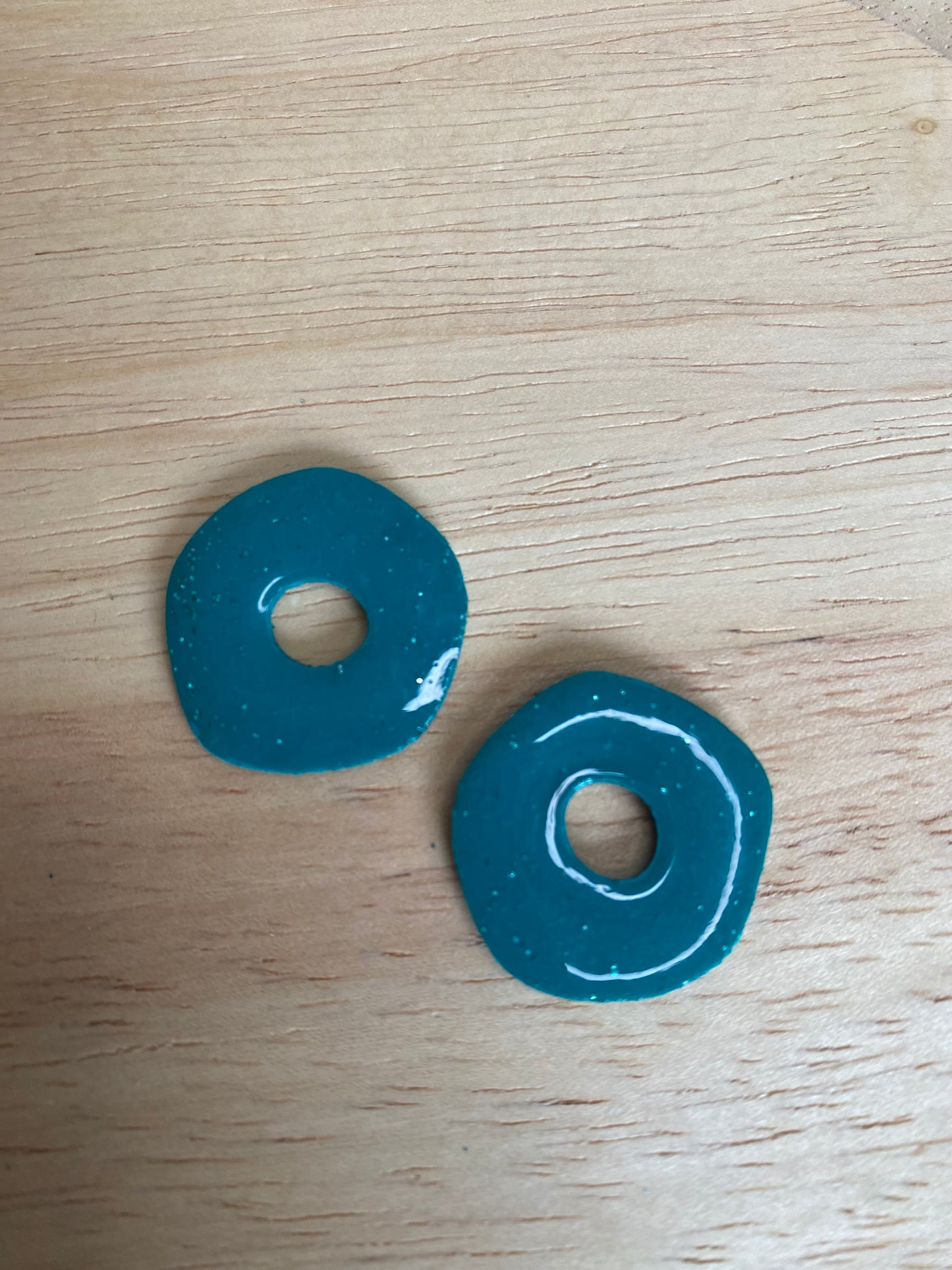 Pampilles Brume 25 mm turquoise paillettes
