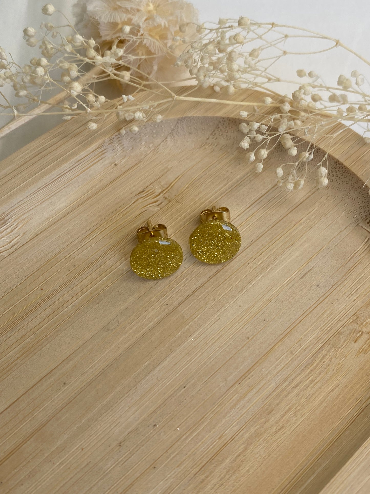 Puces d'oreilles rondes paillettes or