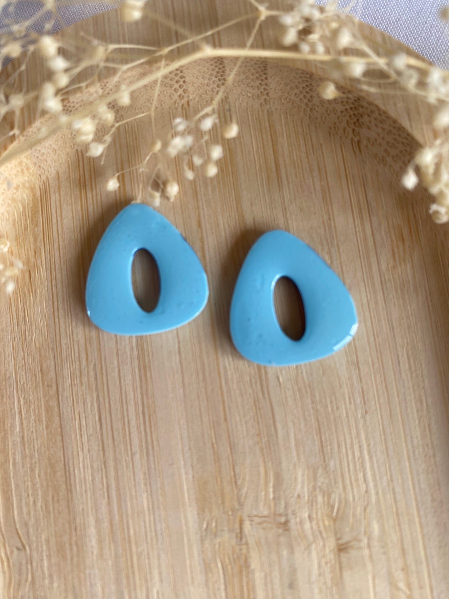 Pampilles triangle 20mm bleu/argent