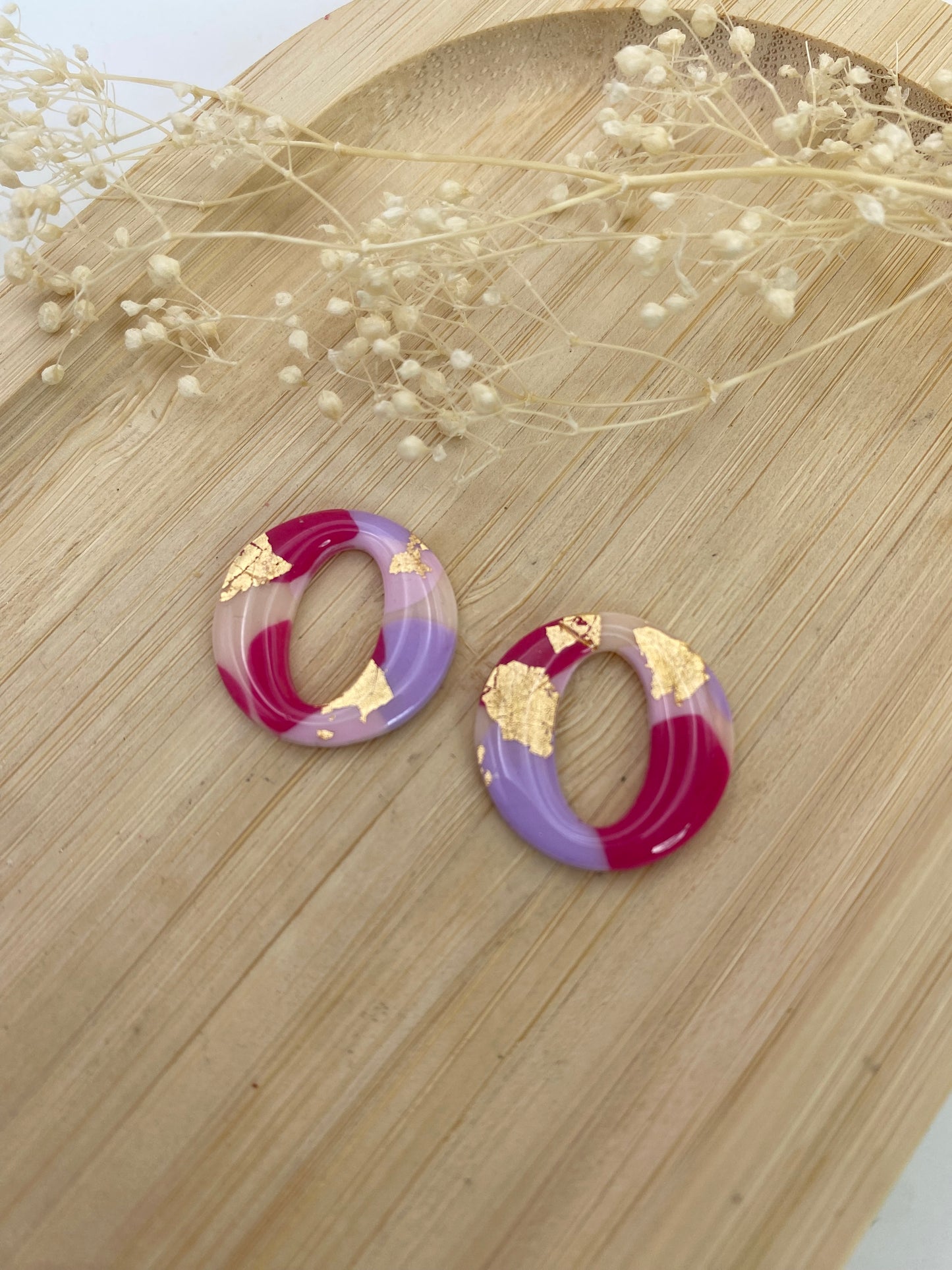 Pampilles rondes 20mm different rose et or