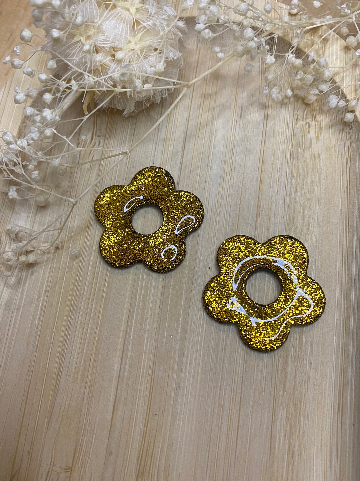 Pampilles Pétale noir paillettes or