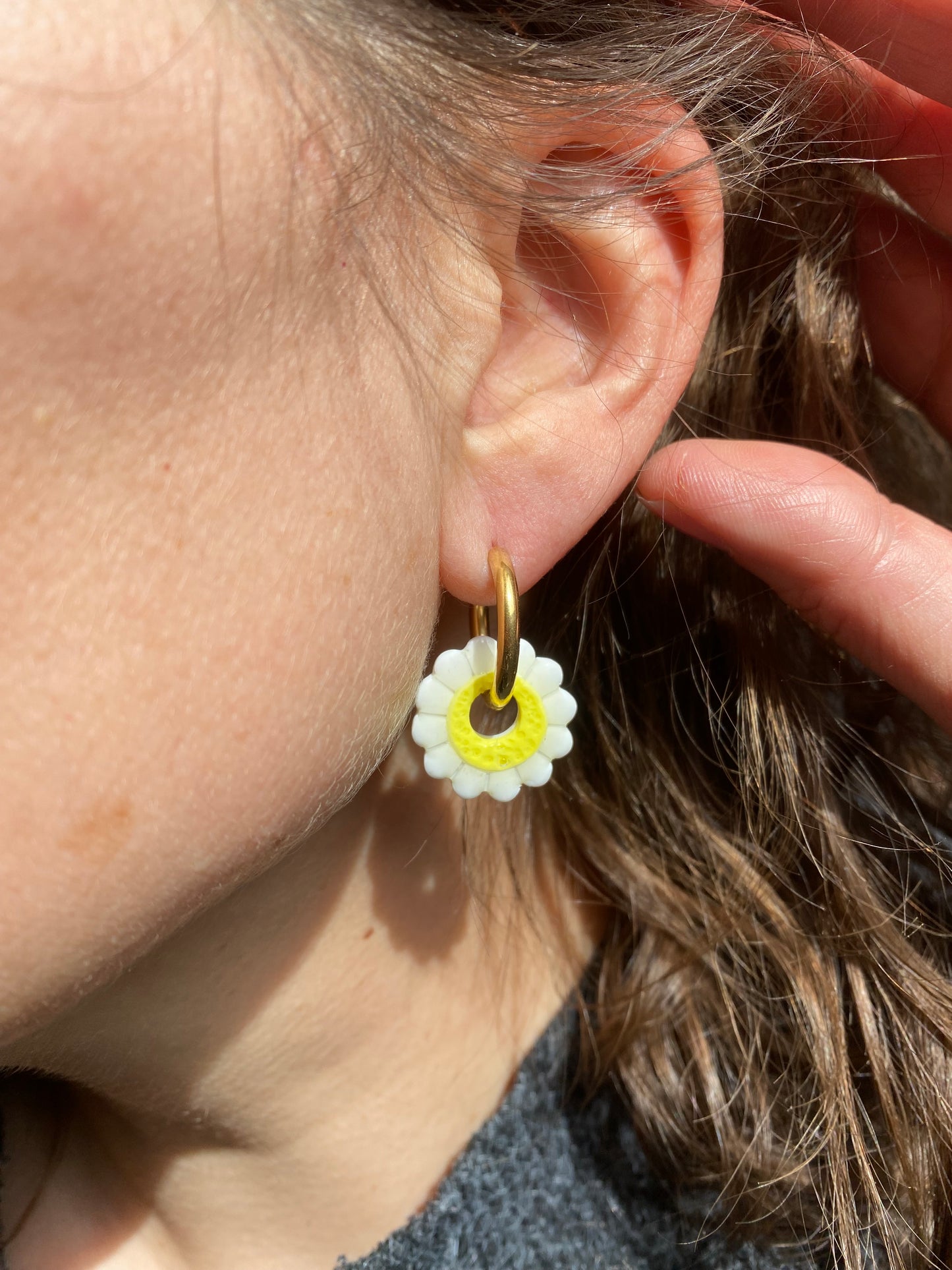 Pampilles Marguerite 20mm blanc et jaune