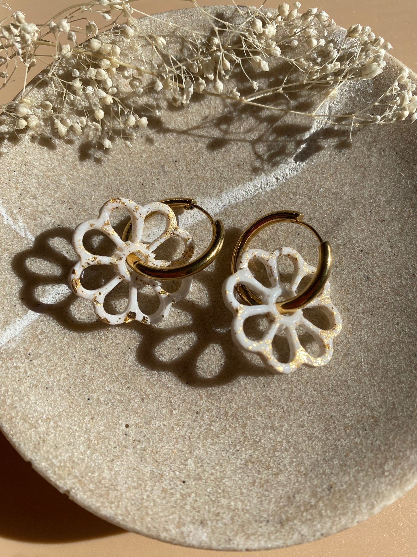 Pampilles Margot 25mm rose blanc et or