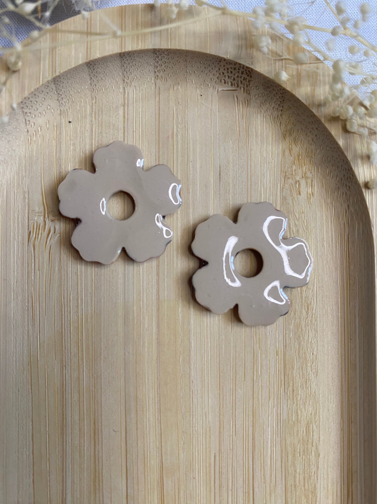 Pampilles fleurs 25mm léopard marron