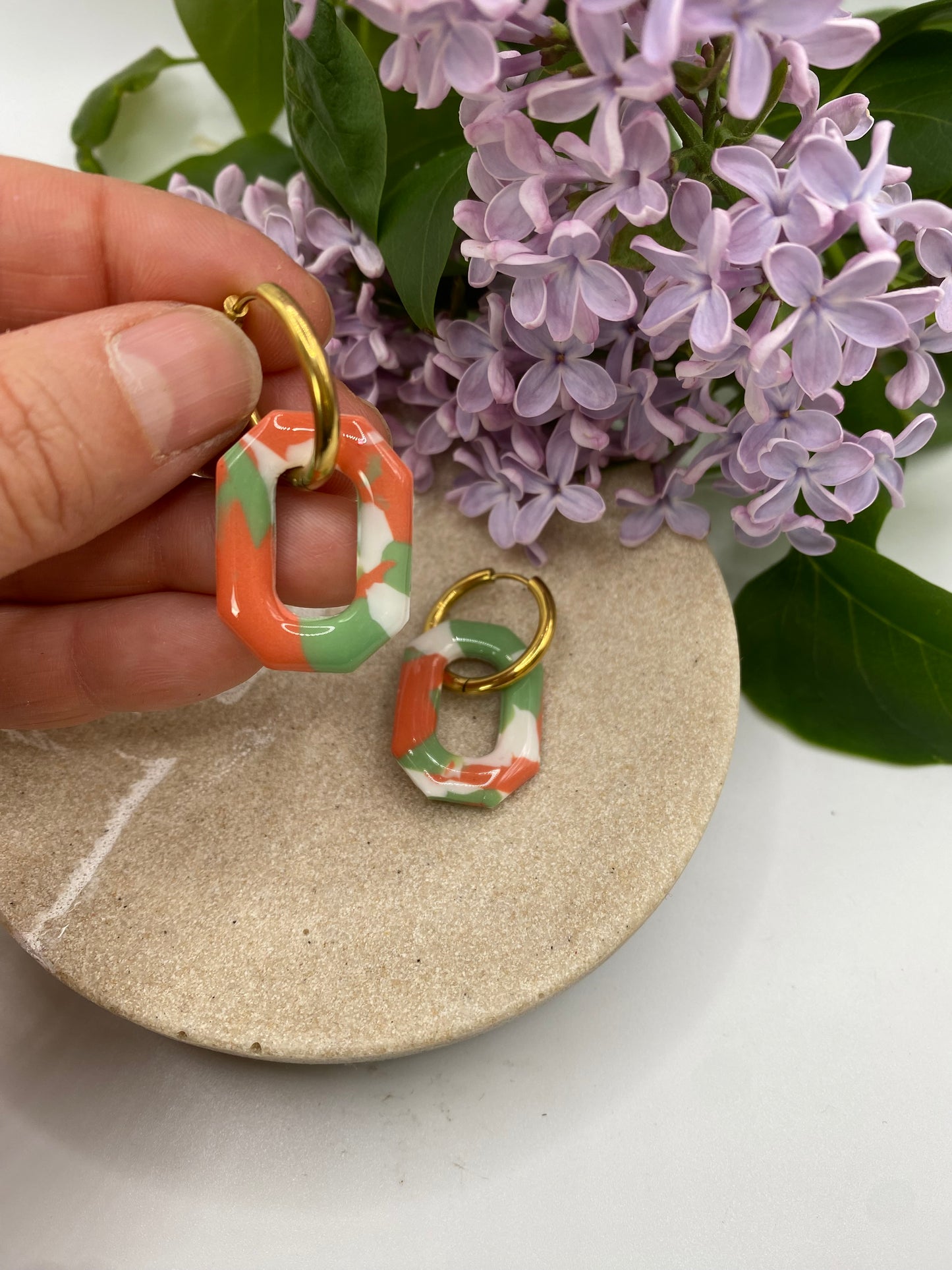 Pampilles Carla 28mm blanc terracotta et vert (Copie)