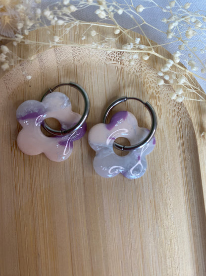 Pampilles Pétale marbré rose violet argent