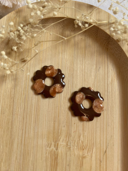 Pampilles mini fleurs 17mm marron pois bronze