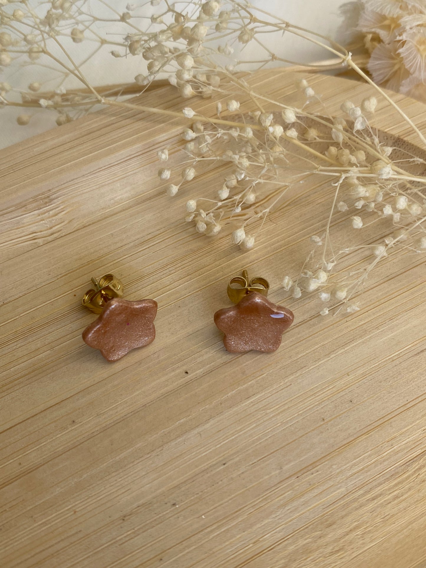 Puces d'oreilles étoiles bronze nacré
