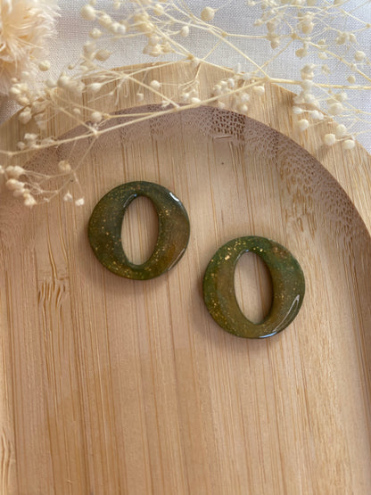 Pampilles rondes 20mm vert or bronze