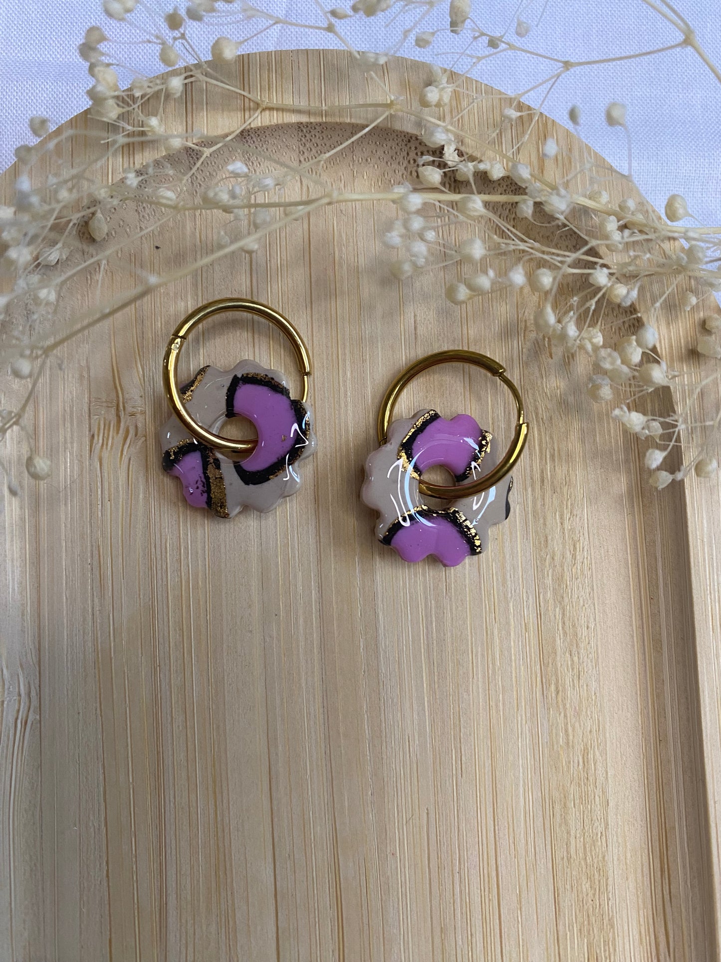 Pampilles mini fleurs 17mm léopard rose