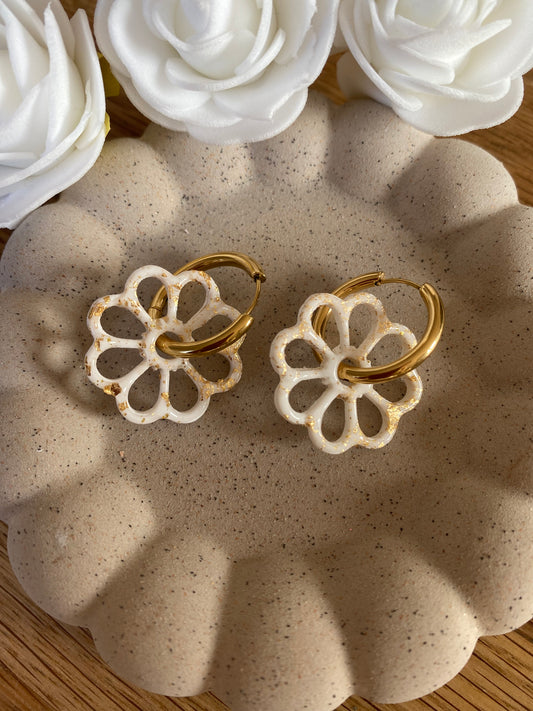 Pampilles Margot 25mm rose blanc et or