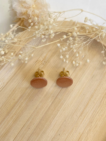 Puces d'oreilles rondes bronze nacré