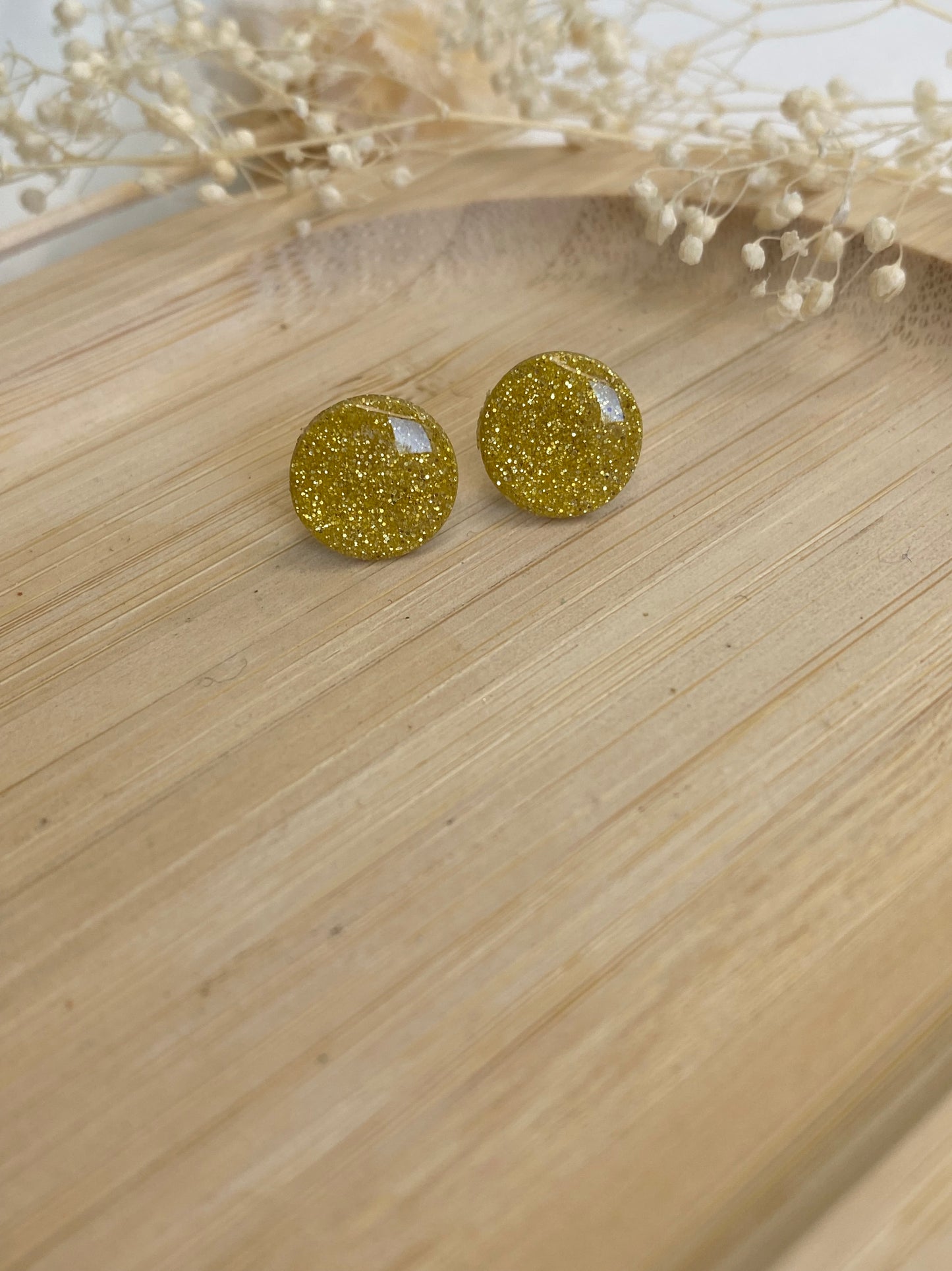 Puces d'oreilles rondes paillettes or