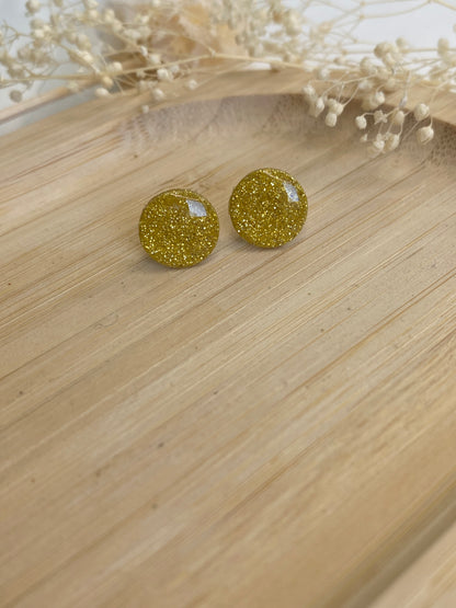 Puces d'oreilles rondes paillettes or