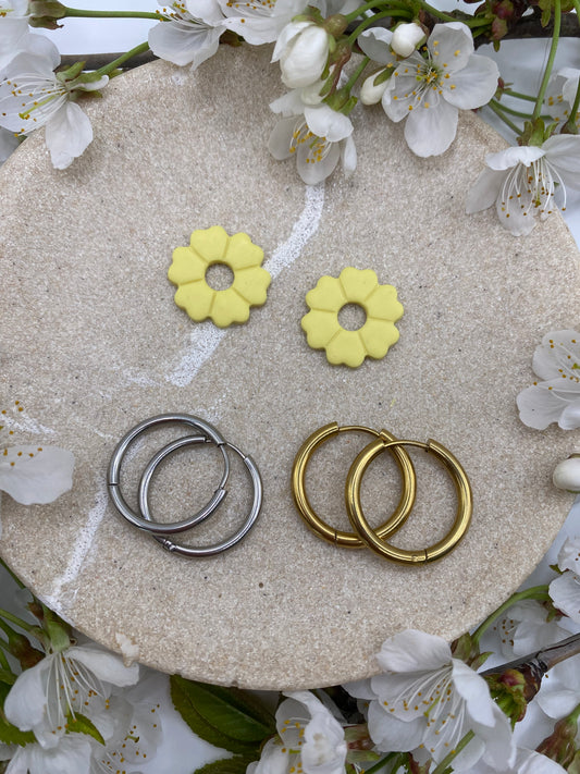 Pampilles mini fleurs 17mm jaune mate