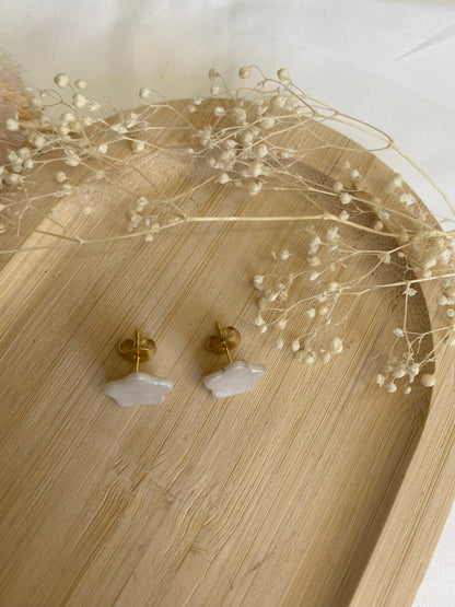 Puces d'oreilles étoiles blanc nacré