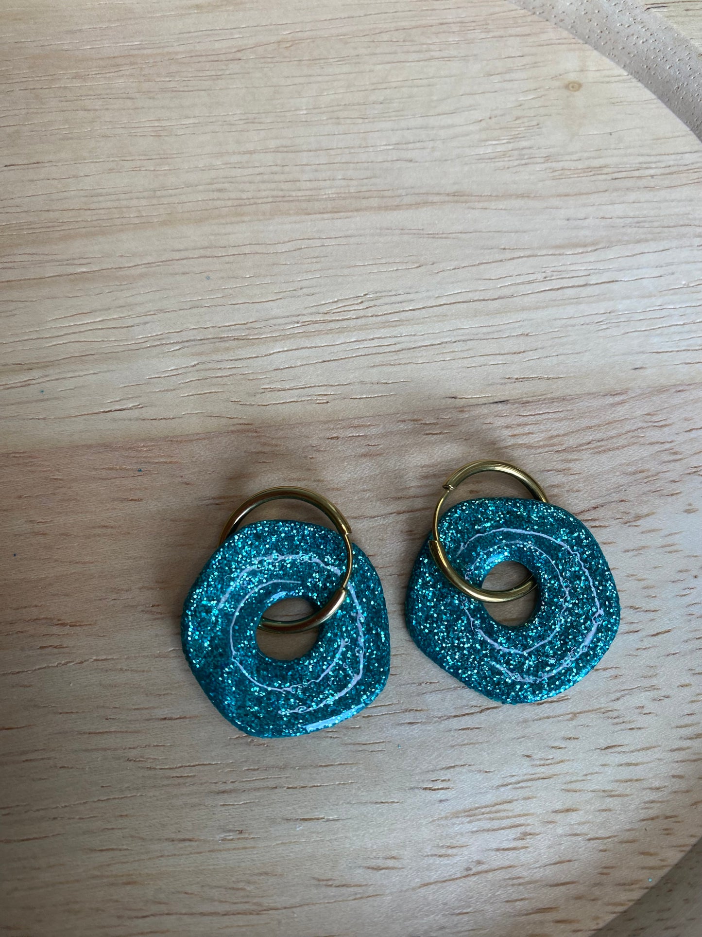 Pampilles Brume 25 mm turquoise paillettes