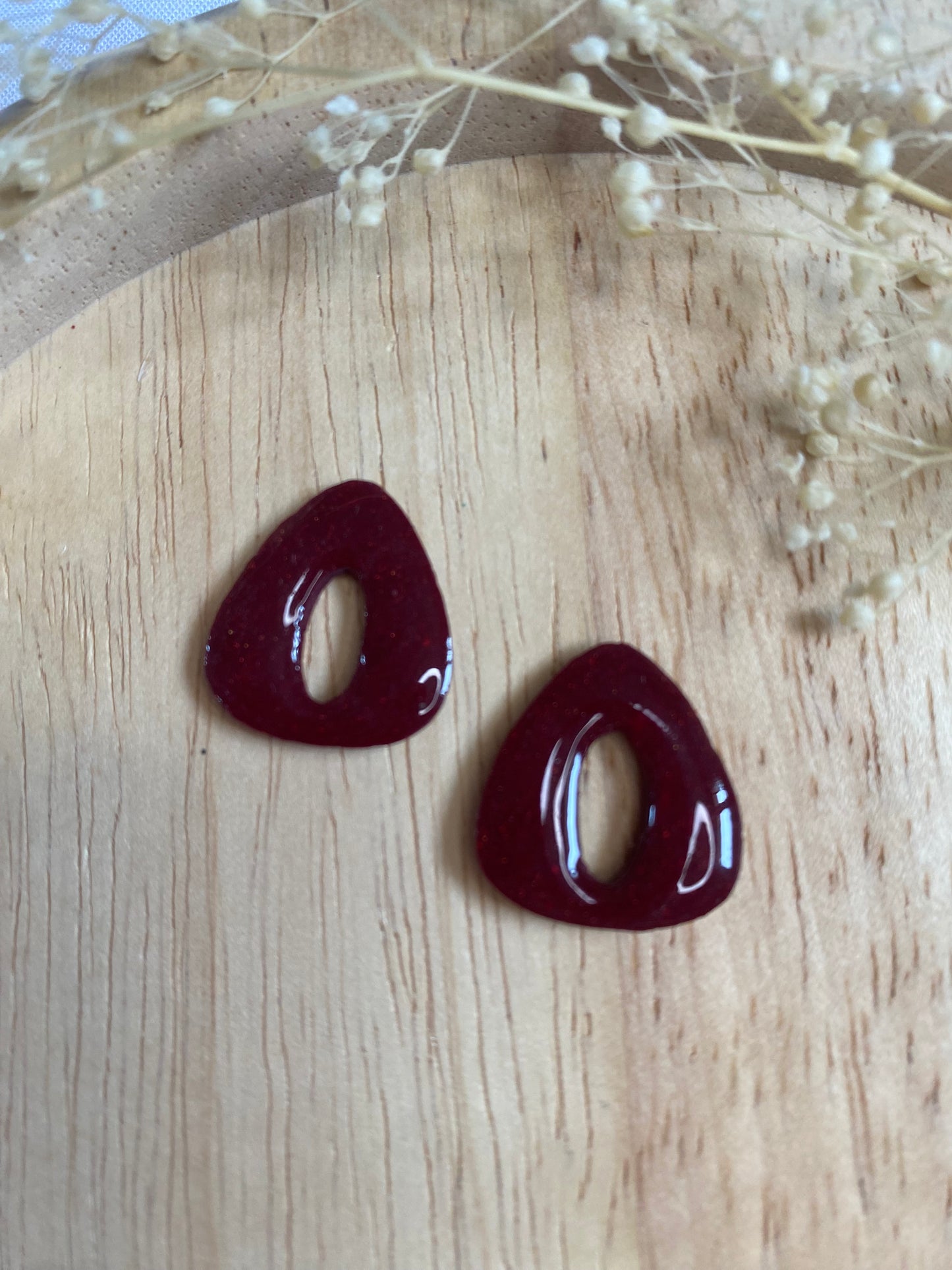 Pampilles triangle 20mm paillettes rouge