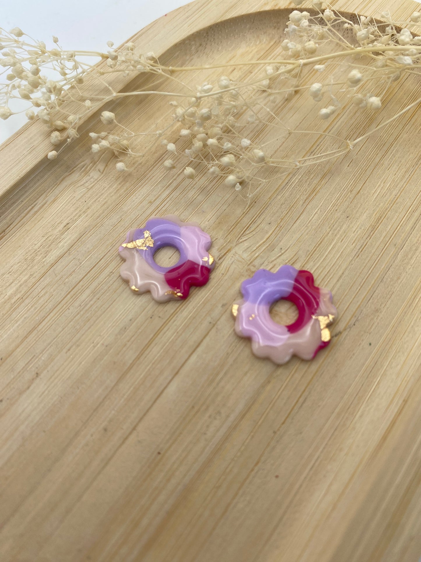 Pampilles mini fleurs 17mm different rose et or