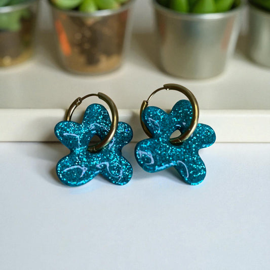 Pampilles Celeste 25 mm turquoise/vert paillettes