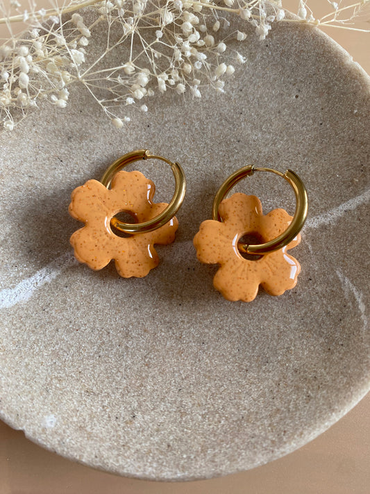 Pampilles fleurs 25mm orange