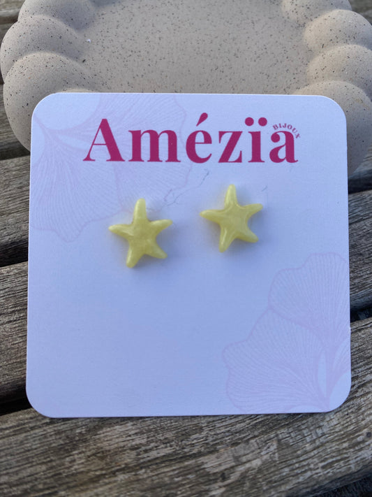 Puces d’oreilles Étoiles de mer jaune nacré