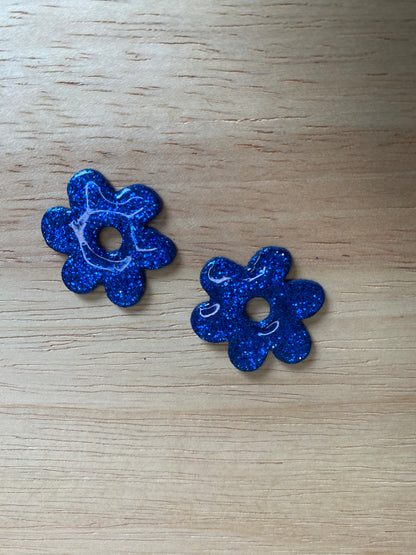 Pampilles Eden 25 mm bleu à paillettes