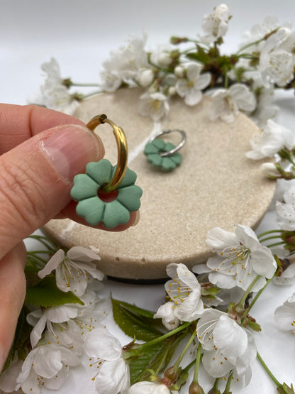 Pampilles mini fleurs 17mm vert mate