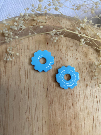 Pampilles mini fleurs 17mm bleu argent