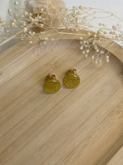 Puces d'oreilles rondes paillettes or