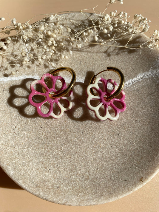 Pampilles Margot 25mm vanille framboise