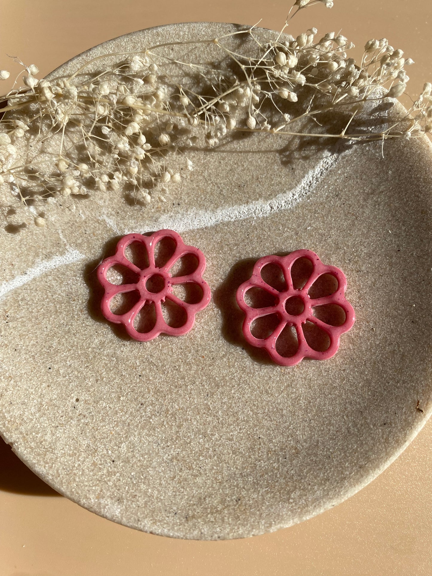 Pampilles Margot 25mm rose avec légère paillettes