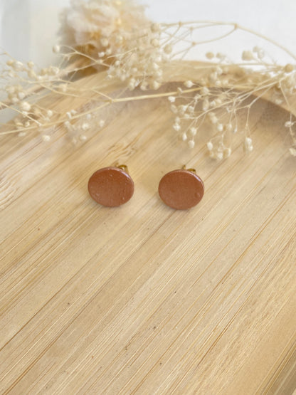 Puces d'oreilles rondes bronze nacré