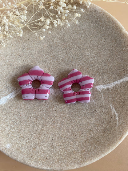 Pampilles Alba 25mm rayées mauve framboise et argent