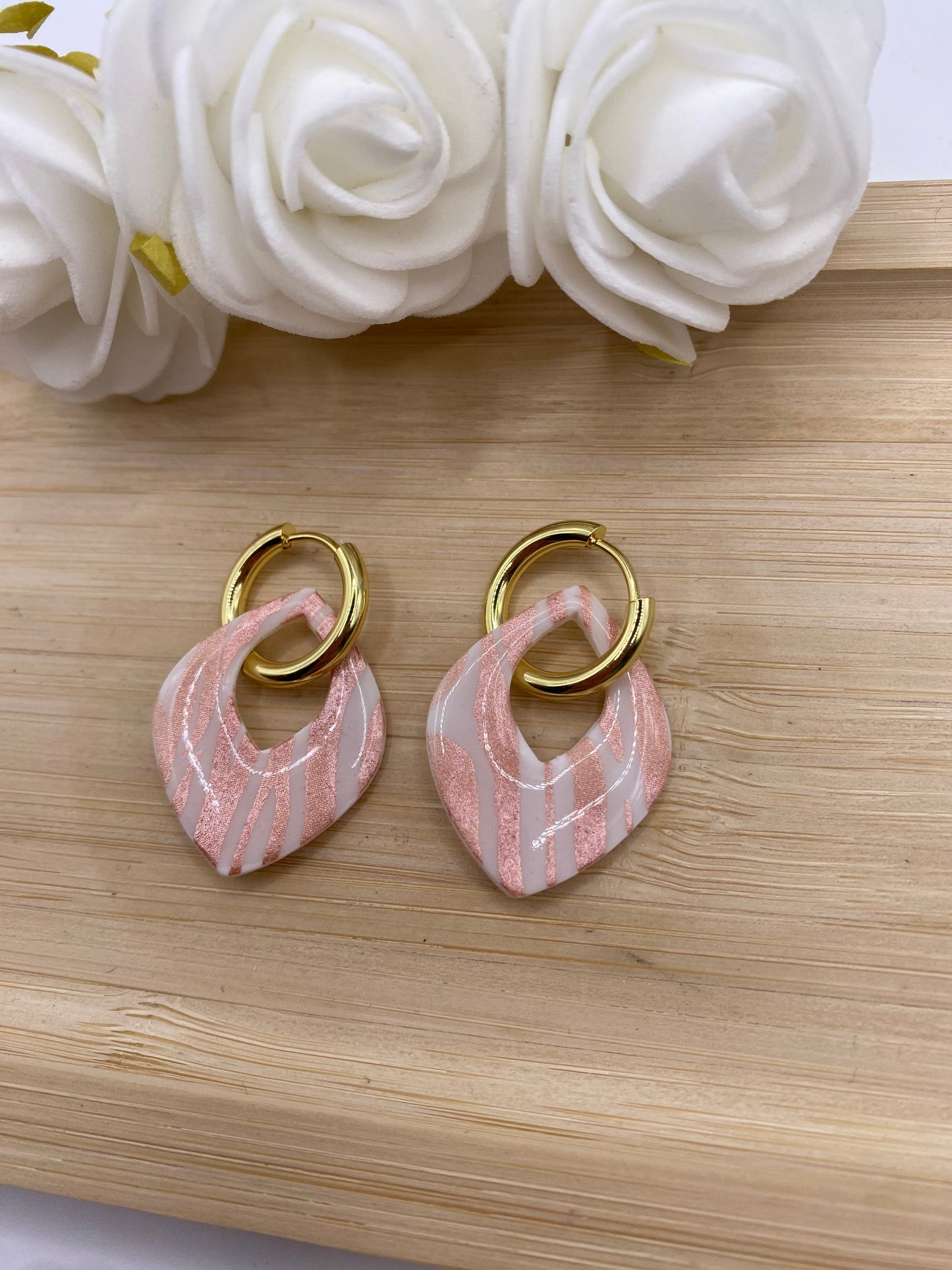 Pampilles Goutte blanc et zèbre rose gold