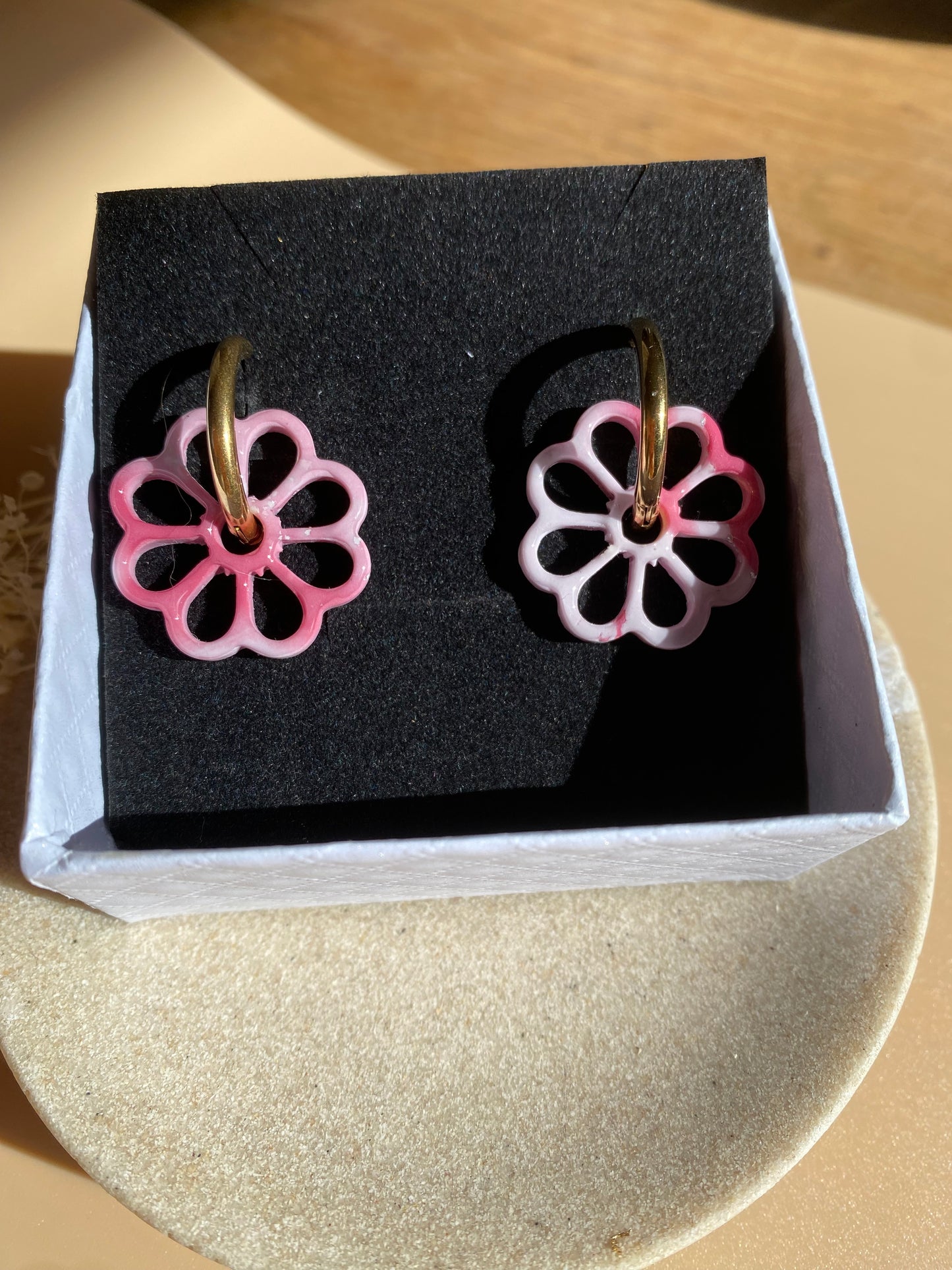 Pampilles Margot 25mm orange mauve framboise argent