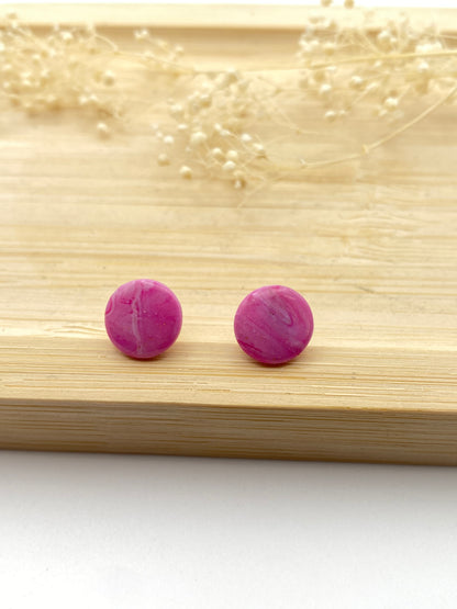Puces d'oreilles rondes marbré rose