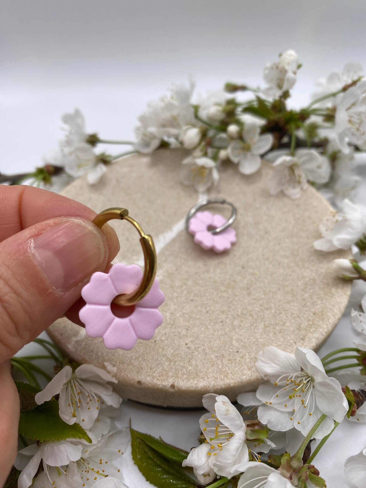 Pampilles mini fleurs 17mm rose mate