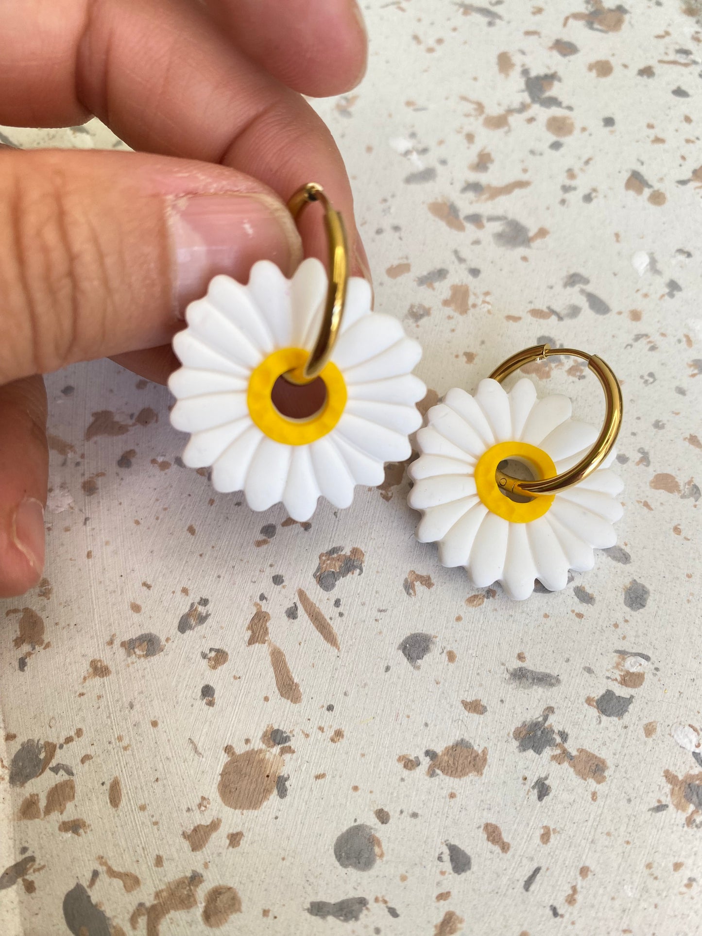 Pampilles Marguerite 27mm blanc et jaune