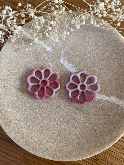 Pampilles Margot 25mm orange mauve framboise argent