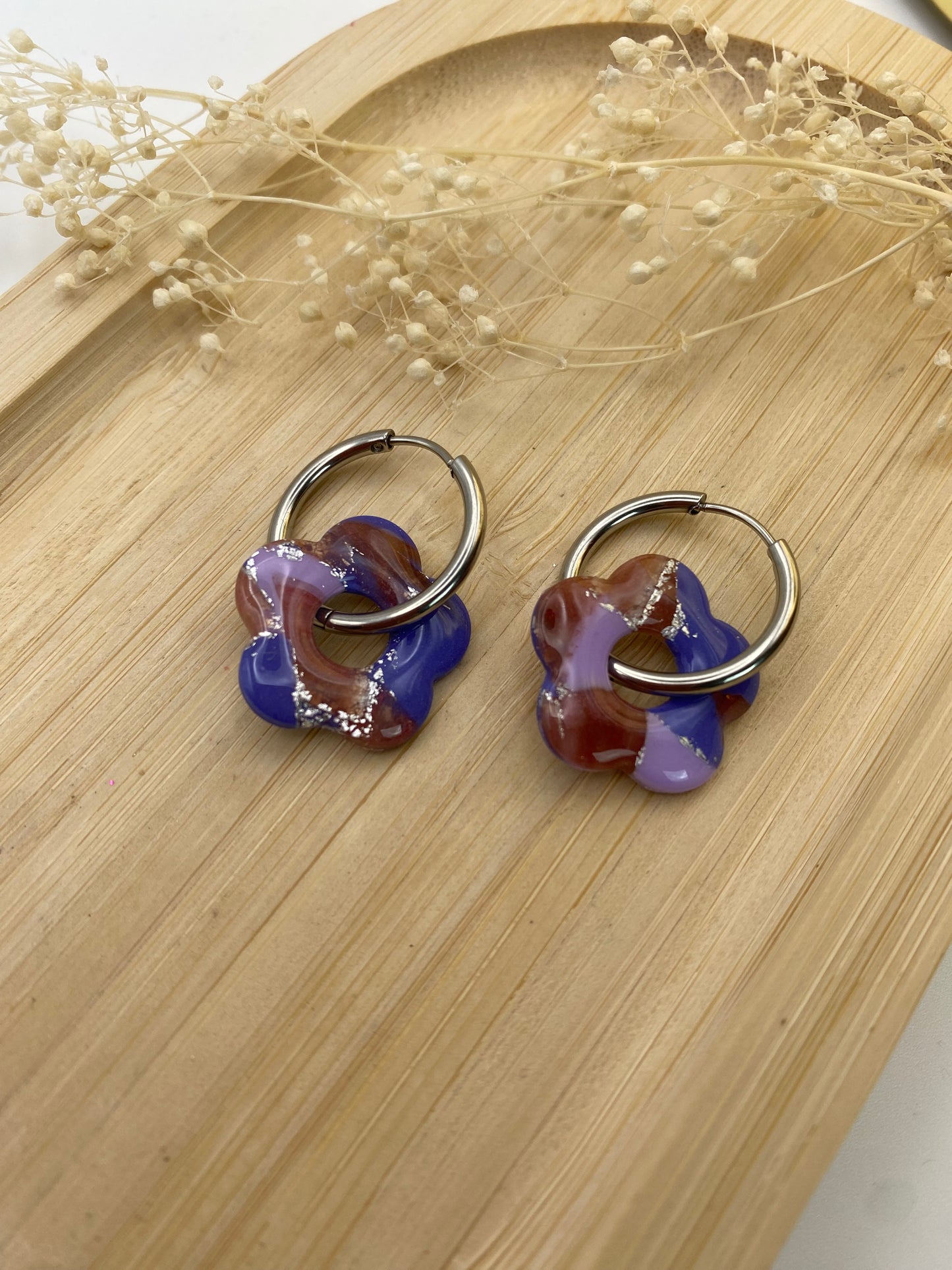 Pampilles Pétale marbré violet et argent
