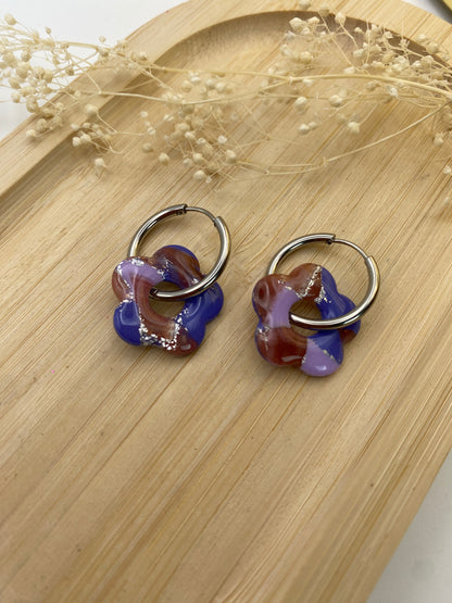 Pampilles Pétale marbré violet et argent