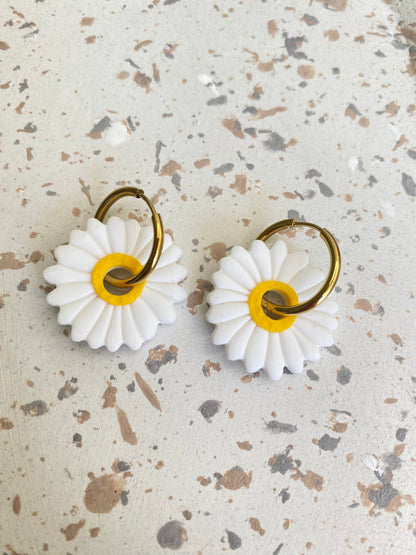 Pampilles Marguerite 27mm blanc et jaune