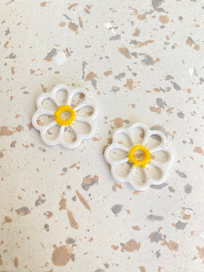 Pampilles Margot 25mm blanc coeur jaune