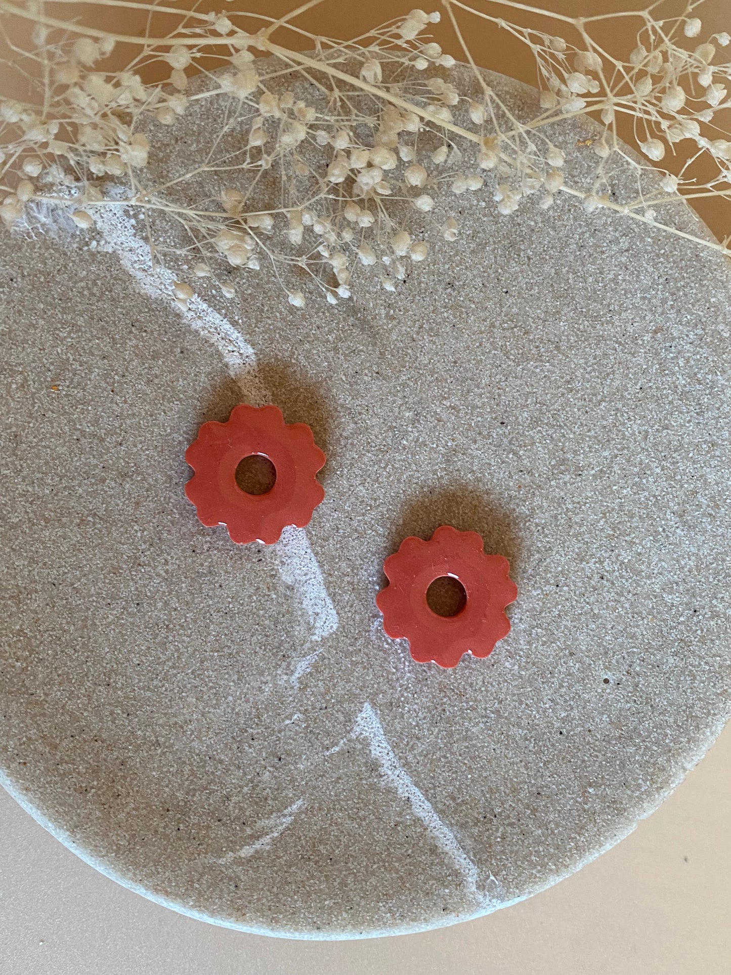 Pampilles mini fleurs 17mm terracotta