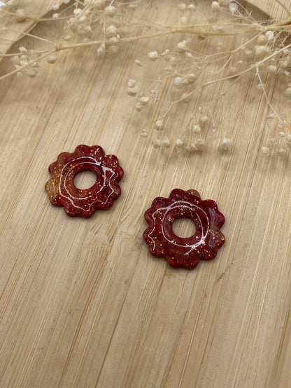 Pampilles mini fleurs 17mm bordeaux or