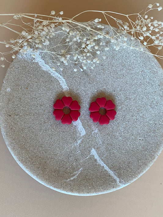 Pampilles mini fleurs 17mm rouge cerise