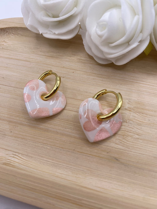 Pampilles coeur blanc motif coeur rose gold